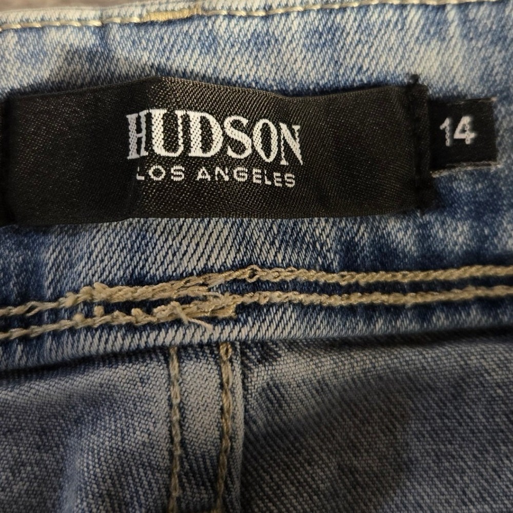 Hudson Los Angeles Women 14 Light Wash Flap Pocket Straight Leg Jeans Blue - Picture 5 of 9